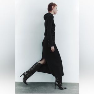ZARA patent heeled knee high boots